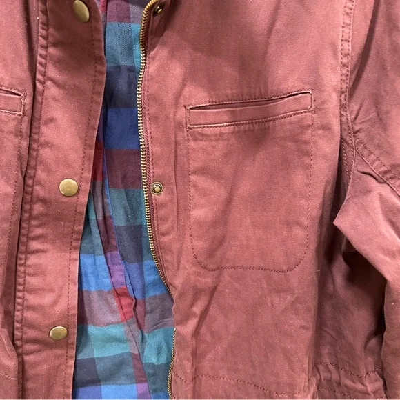 LL Bean Maroon Fleece Lined Utility Jacket - Picture 2 of 7